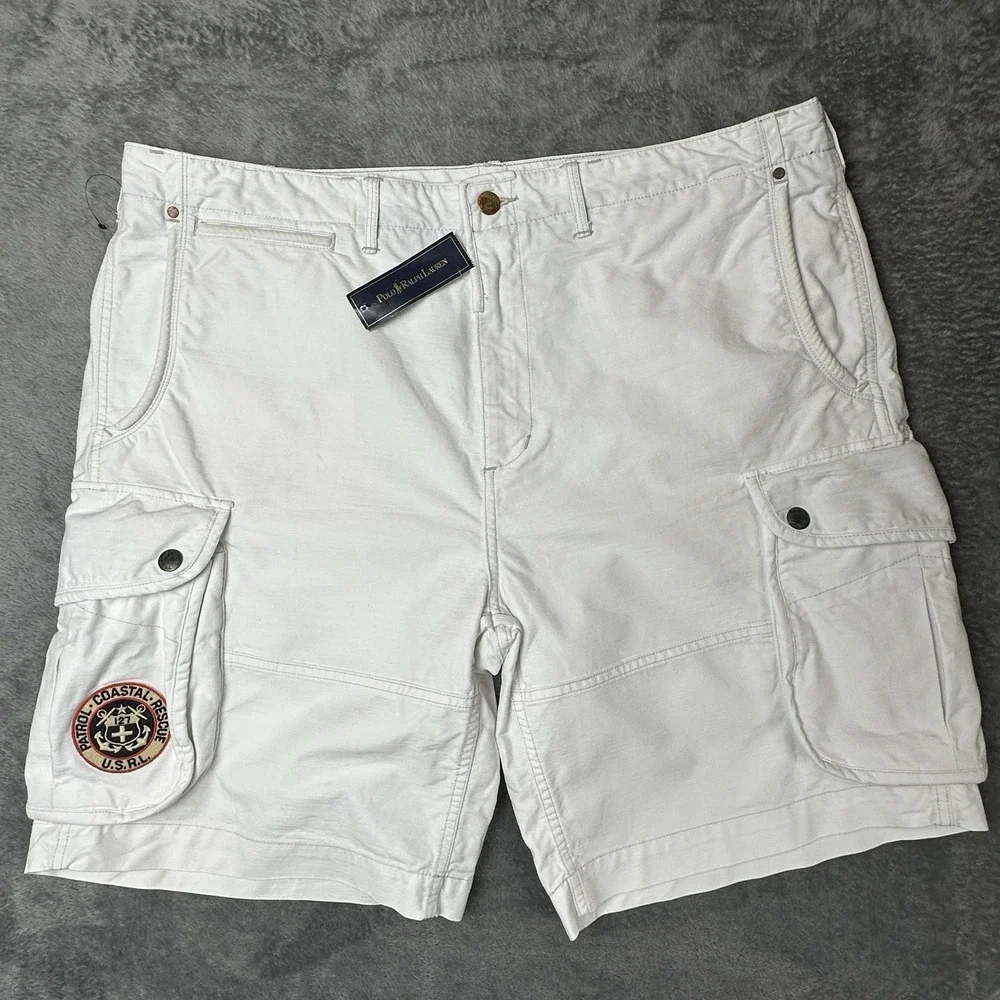 Polo Ralph Lauren USRL Cargo Shorts Mens 40 White Coastal Patrol Rescue VTG Tag